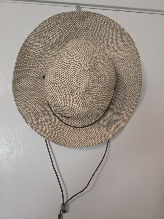 Accessories - Woven Straw Sun Hat with Chin Strap - Natural